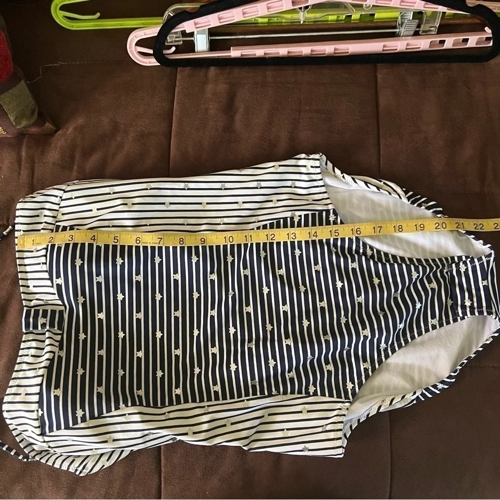 Jessica Simpson blue stars & stripes one piece swimsuit, has been ALTERED, M-L.